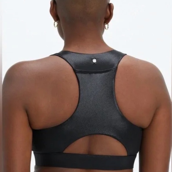 FABLETICS On-The-Go Midi Medium Impact Sports Bra Black Fog Foil Size L - Picture 2 of 5